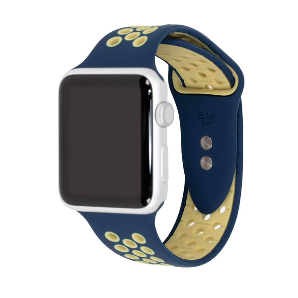 Active Pro Silicone Apple Watch Bands (Midnight Blue/ Pastel Yellow, 41mm / 40mm / 38mm) by Epic Watch Bands