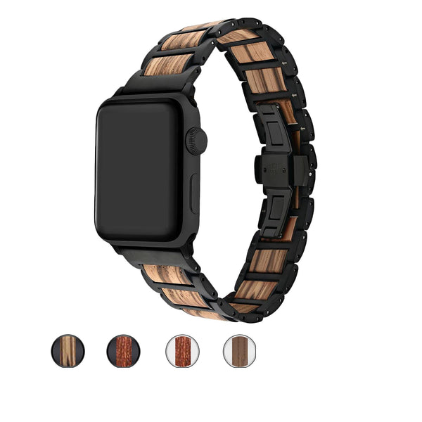 Apple Watch Wood Metal Hybrid Band [All Black]